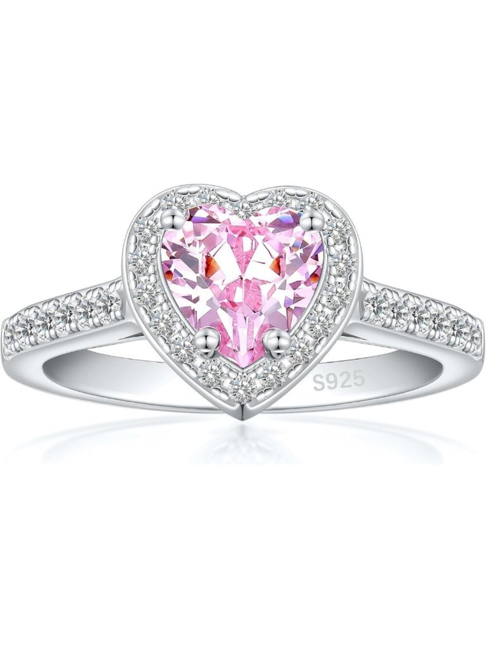 925 Sterling Silver Heart Engagement Promise Ring for Women - 1CT Sparkling Gem
